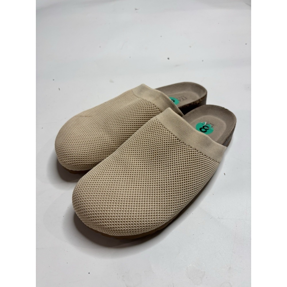 Italian Shoemakers Cream Knit‎ Mesh Mules Women's 8 Clogs Slip On Made in Italy